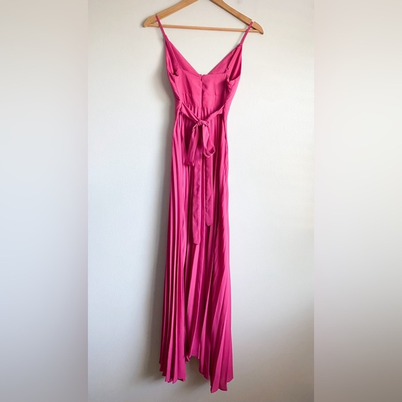 Pleated Pink Maxi Dress Wedding Guest Event Girly Coquette Victorian Baby Shower - Picture 4 of 7